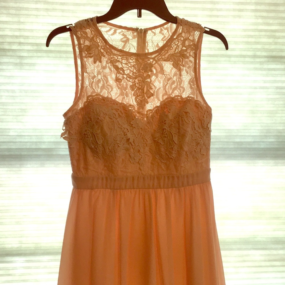 Say Yes To The Dress pink maxi bridesmaid’s dress
